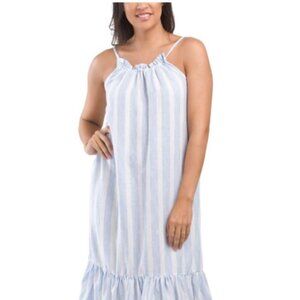 NWT COLORBROOK White Blue Striped Maxi Cover-up Dress Size S